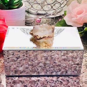 Crystal Quartz Geode Mirrored Jewelry Box